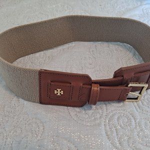 Tory Burch Leather & Elastic Stretch Belt